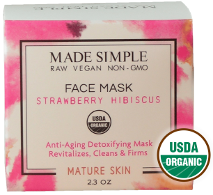 FACE MASK for Mature Skin - Organic Vegan Strawberry Hibiscus