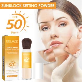SPF50 PA++ Sunscreen Setting Powder Brush, Oil Control Matte Transparent Loose Powder, Portable Mineral Sun Protection Powder