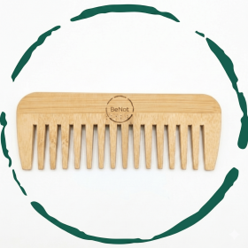 Handcrafted Bamboo Comb - All Natural Wooden Hair & Beard Detangler Styling Accessory for Men and Women, Promotes Healthy Hair Growth & Scalp Hea