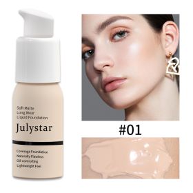 Oil Control Foundation Cream Full Coverage Concealer Long Lasting Waterproof Matte Foundation Makeup No Transfer Flawless Base (Option: 01)