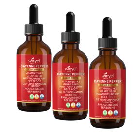 WINYEL Cayenne Pepper Drops Herbal Supplement, Hawthorn Berry, Vitamin D3 K2, Beet Root, Ceylon Cinnamon, Turmeric & Berberine Extract, 60ML (Option: 3 PCS)