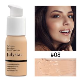 Oil Control Foundation Cream Full Coverage Concealer Long Lasting Waterproof Matte Foundation Makeup No Transfer Flawless Base (Option: 08)