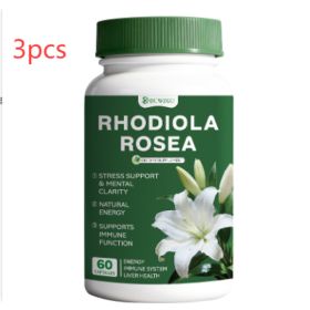 Rhodiola Rosea Capsules, Natural Stress Support & Mental Clarity Supplement, Supports Energy & Immune Function, 60 Capsules (Option: Picture color-3PCS)