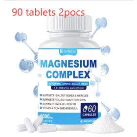 Magnesium Complex Supplement With Glycinate Citrate, Malate Oxide, Supports Bone, Muscle Digestive Health, Vegan Non-GMO, 60 Capsules (Option: 90 tablets 2pcs)