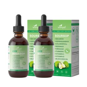Soursop Drops 10-in-1 With Seaweed, Moringa, Black Seed Oil, Oregano, Ashwagandha, Chlorophyll  Herbal Extracts Promote Overall Health  Vegan 2 F (Option: 2 PCS)