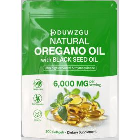 Oregano Oil Softgels With Black Seed Oil - 6000mg, High Carvacrol & Thymoquinone, Natural Immune Support Supplement, Dairy & Gluten Free (Option: 300 Tablets Per Bag)