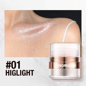 Highlight Powder,Glitter Body Highlighter Powder Body Shimmer Sparkle Face Highlighter Powder For Face Eyes Body Glow Makeup (Option: 01white)